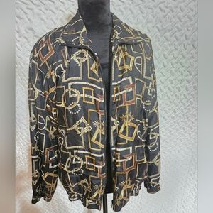 Silk Road Size Small Zip Up Jacket Designer Print